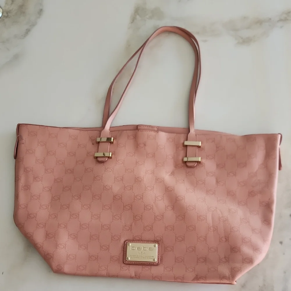 Large BEBE Peachy Pink Tote Bag